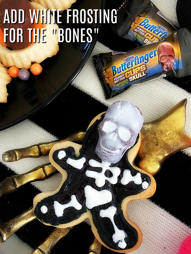 Butterfinger Skeleton Cookies and Cookie Cups. Use a gingerbread man cookie cutter to make the most adorable skeleton cookies. 