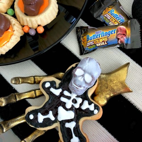 Butterfinger Skeleton Cookies and Cookie Cups. Use a gingerbread man cookie cutter to make the most adorable skeleton cookies.
