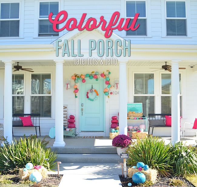 Colorful Fall Halloween Porch. So many ways to bring color into your home this fall. Colorful porch decorating ideas! 