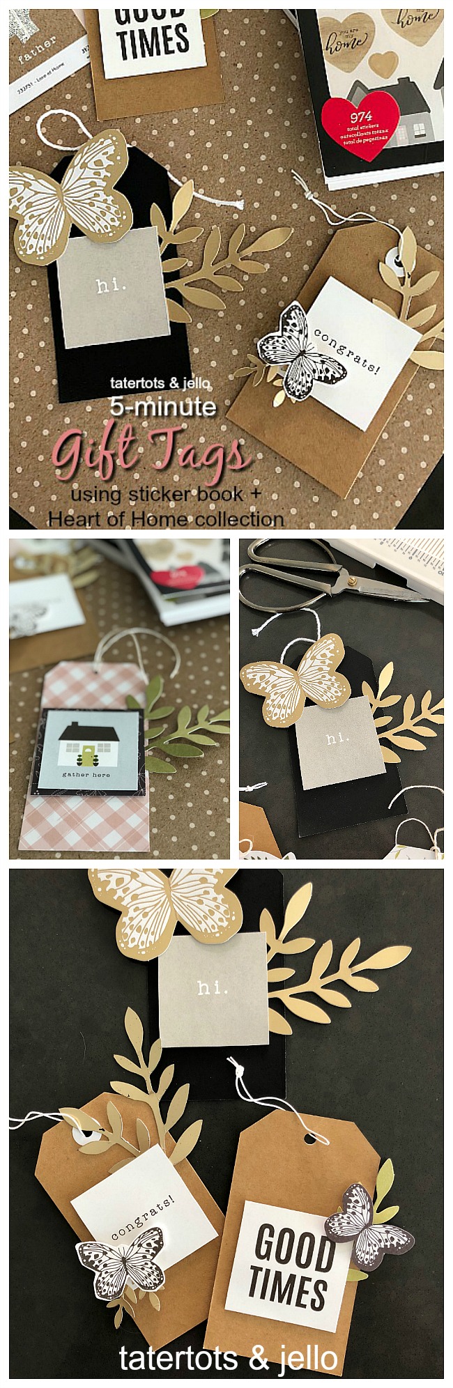 Easy 5-minute gift tags. A sticker book has over 900 stickers and makes it easy to create beautiful tags.