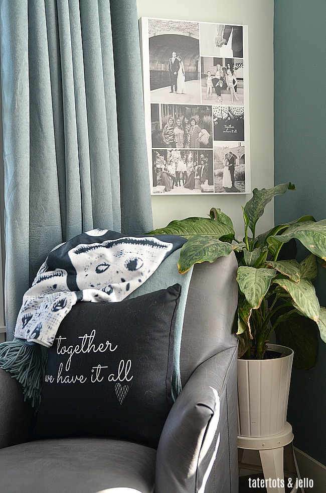 Master Bedroom Cozy Sitting Area and Free Printables. Print off these free printables and create pillows, art and a throw for your bedroom for fall and winter! 