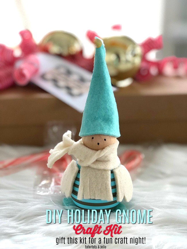 DIY Holiday Gnome Craft Kit Gift Idea. Give a craft night kit as a gift. Make Holiday Gnomes that are also eos lip balms!