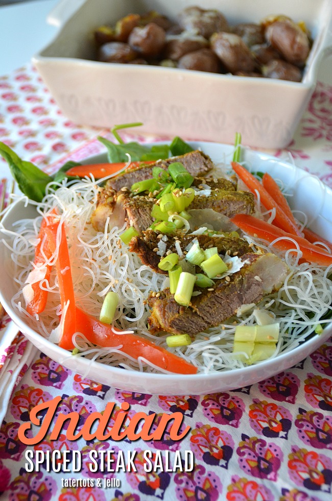 Indian Spiced Steak Salad with Rice Noodles