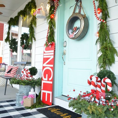 Holiday Home Tour - My Candy Cane Porch!