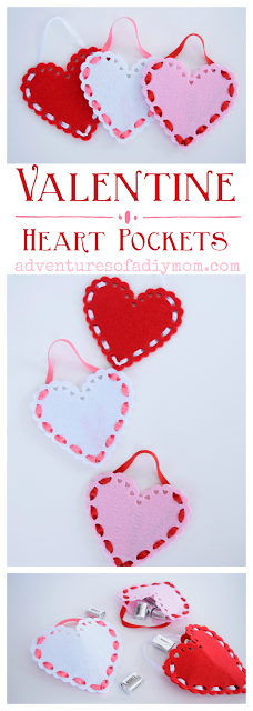 Valentine Heart Pockets with Dollar Tree felt hearts