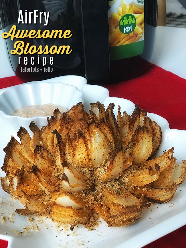 Healthier AirFry Awesome Blossom Recipe - make this ultimate appetizer in your appetizer for a delicious game day treat that beats a crowd and has almost 75% less calories than the deep fried version! 