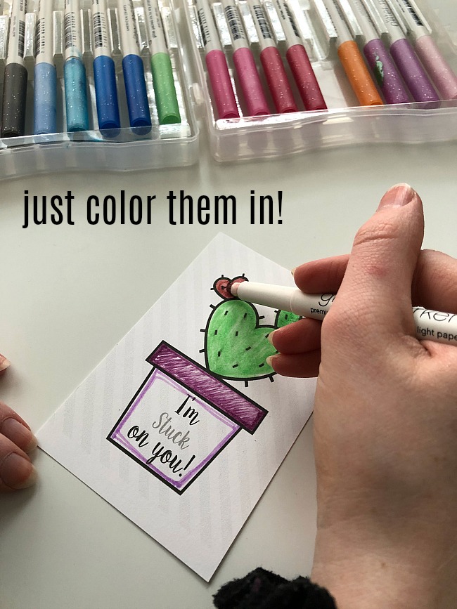 Kids Coloring Cactus Valentine's Day Printable Tags + Magentic Putty = A Delightful Valentine's Day Gift!