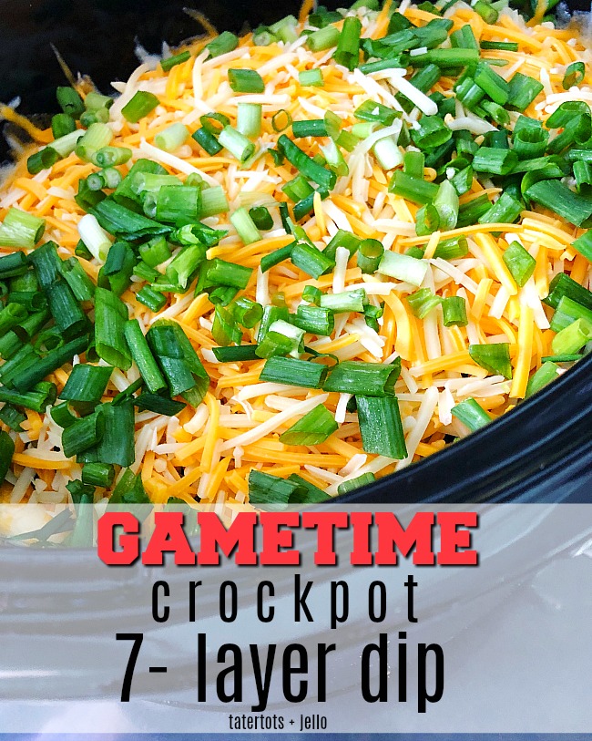 Game Day Recipe Warm Crockpot 7Layer Dip! It's easy and SO good!