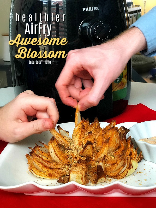 Healthier AirFry Awesome Blossom - make the ultimate appetizer in your AirFry for a delicious game day treat that beats a crowd and has almost 75% less calories than the deep fried version!