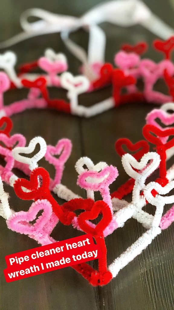 Valentine's Day Heart Pipe Cleaner Wreath. Make this whimsical wreath with items at your dollar store!