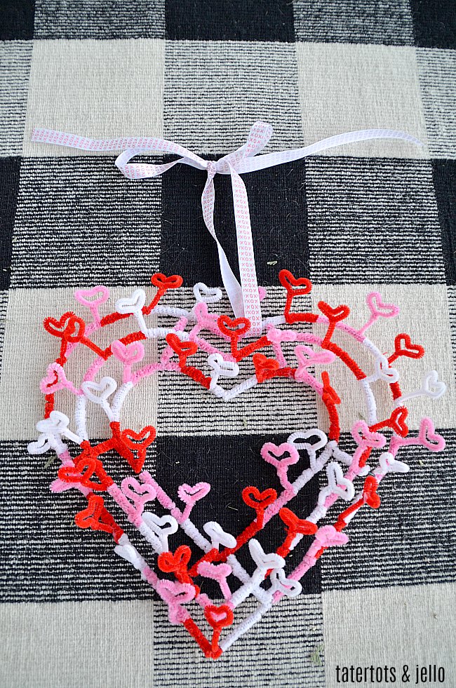 DIY Valentine's Day Heart Wreath with Pipe Cleaners