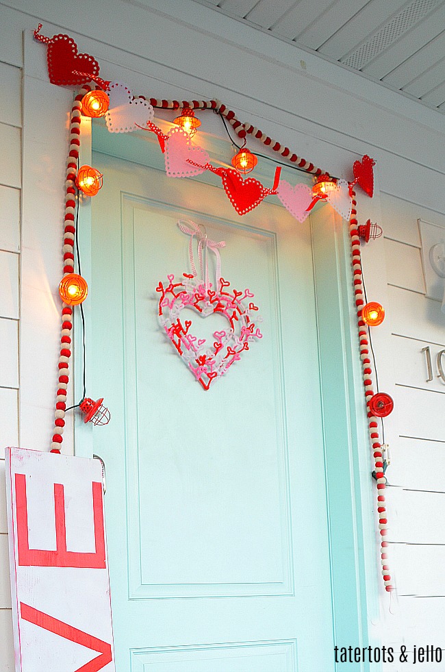 Valentine's Day Heart Pipe Cleaner Wreath. Make this whimsical wreath with items at your dollar store!