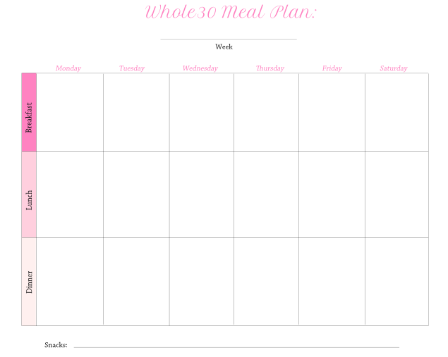 whole 30 printable meal plan