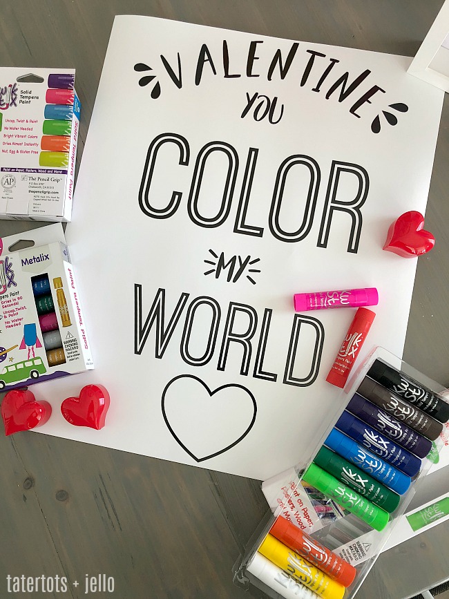 Coloring Valentines printable tags and poster - print off these printable valentine gift ideas to give as a non-candy gift this year !