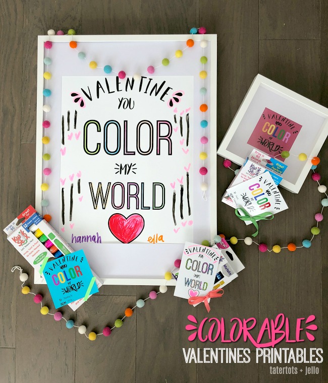 Coloring Valentines printable tags and poster - print off these printable valentine gift ideas to give as a non-candy gift this year !