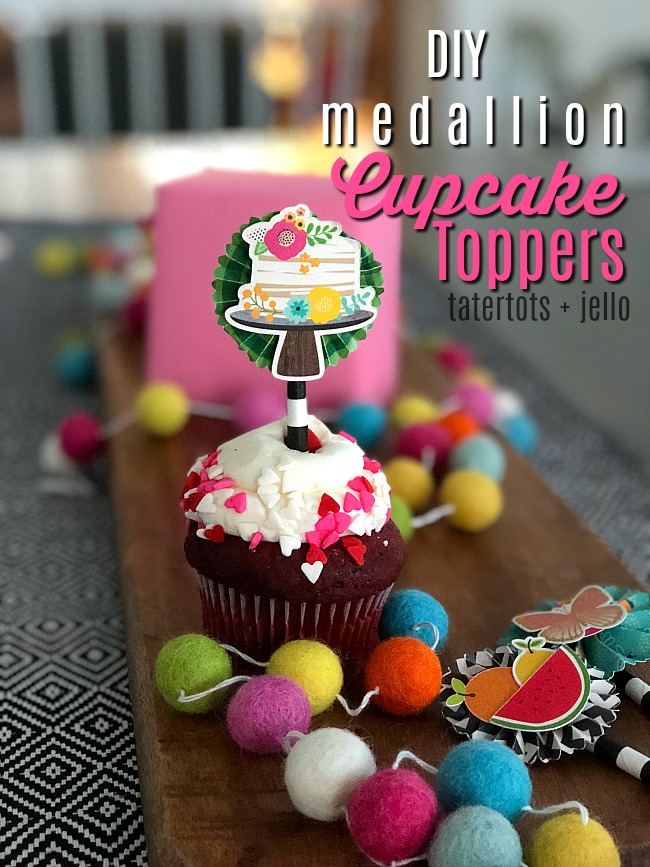 DIY Medallions Cupcake Toppers with Patio Party Paper line