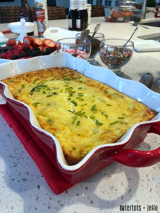 Green Chili Cheese Egg Puff Casserole - it's a chilhood favorite that is the perfect casserole for any occasion. Freeze a few and get them out for gatherings and get-togethers.