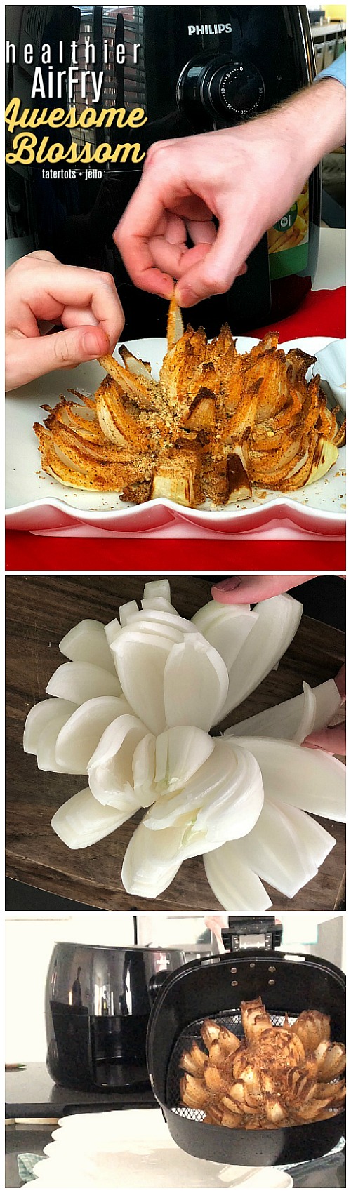 How to make a healthier awesome blossom in an airfryer - less than 25% of the calories and fat as the fried version!