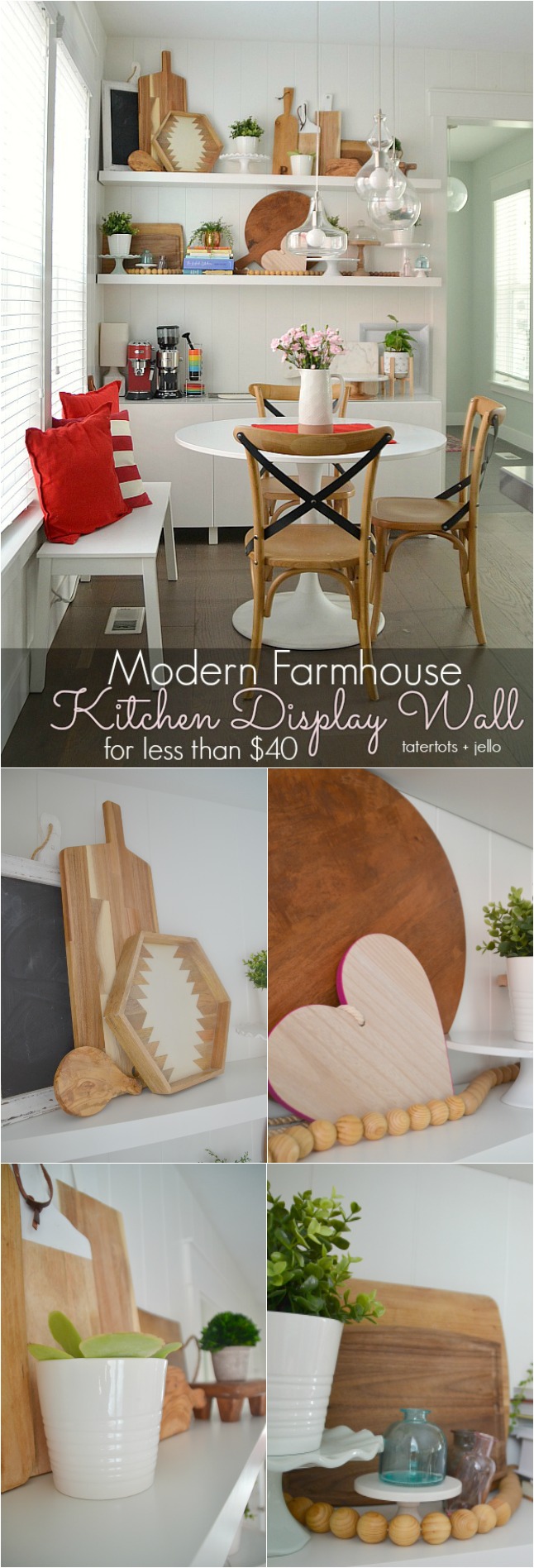 Modern Farmhouse Kitchen Display Wall - make a display wall with kitchen storage! 