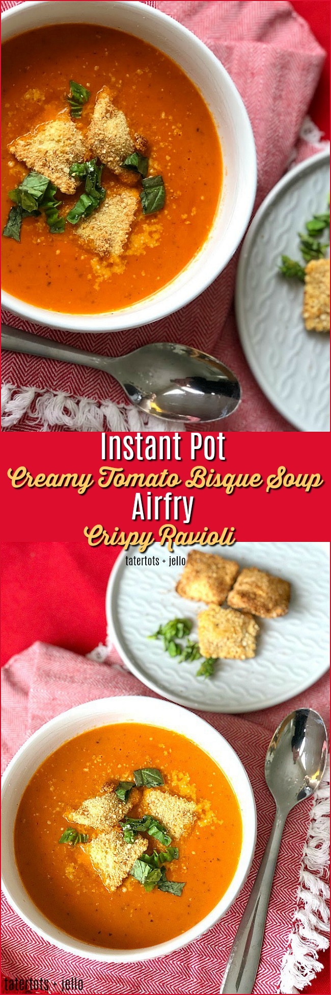 Instant Pot Creamy Tomato Bisque and Airfy Crispy Ravioli is the ultimate winter meal. So easy too!