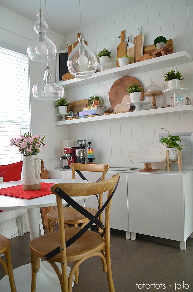 Modern Farmhouse Kitchen Display Wall - make a display wall with kitchen storage! 