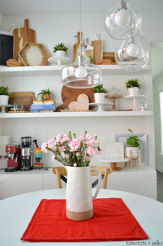 Modern Farmhouse Kitchen Display Wall - make a display wall with kitchen storage! 