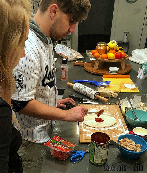 Airfry Pizza Party - kids will love making personalized pizzas. Have everyone make theirs and then cook them in the airfryer. It only takes a few minutes for a perfectly crispy pizza! 