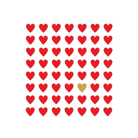 red hearts with gold heart printable
