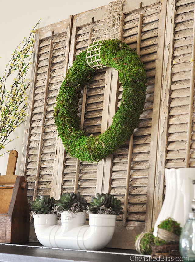 farmhouse spring mantel 