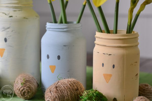 farmhouse easter painted mason jars 