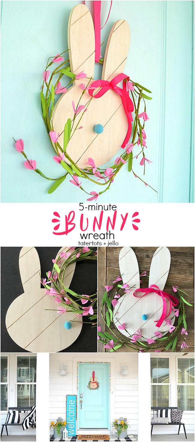 5-Minute Spring Bunny Wreath - an easy and inexpensive way to bring Spring into your home! 