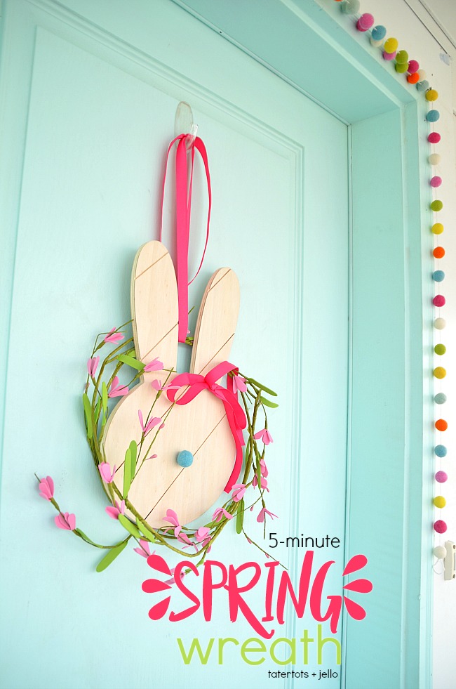 5-Minute Spring Bunny Wreath - an easy and inexpensive way to bring Spring into your home! 