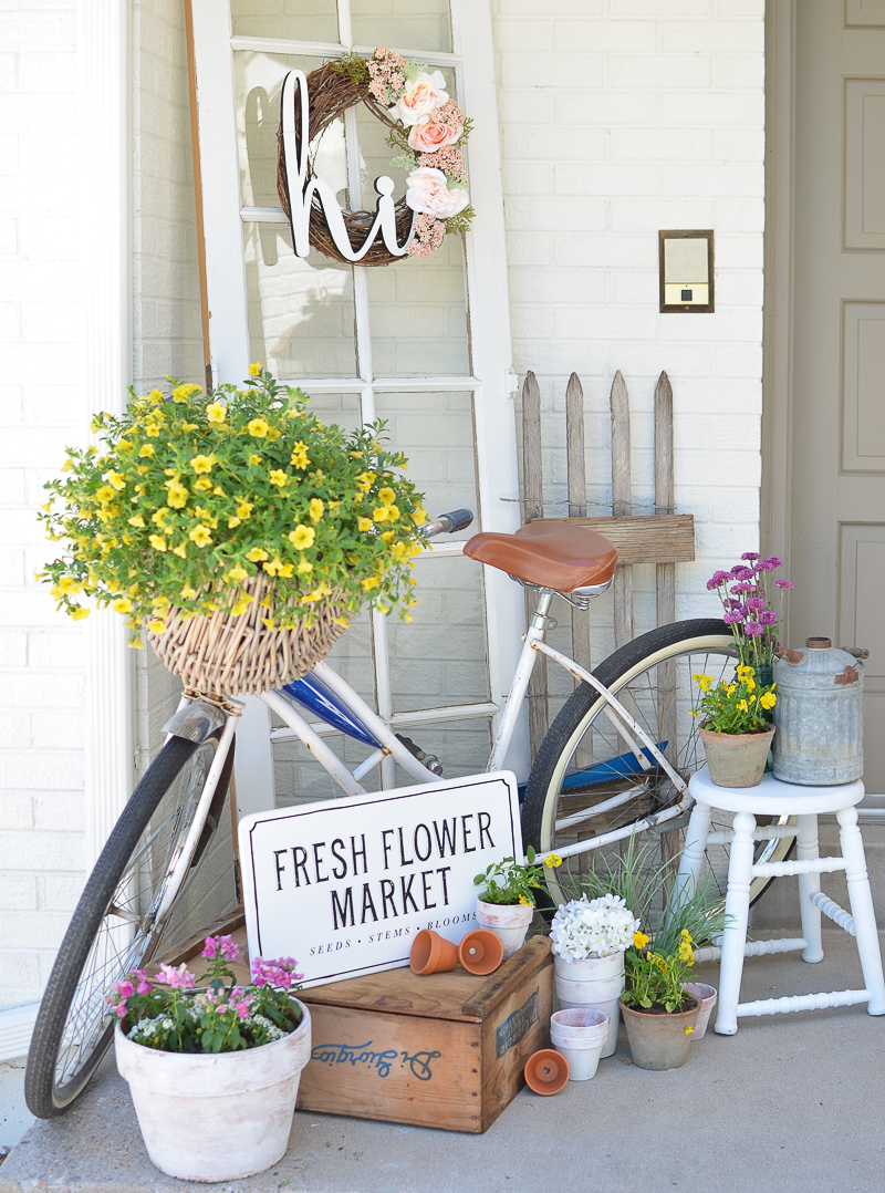 Spring porch with vintage bike 