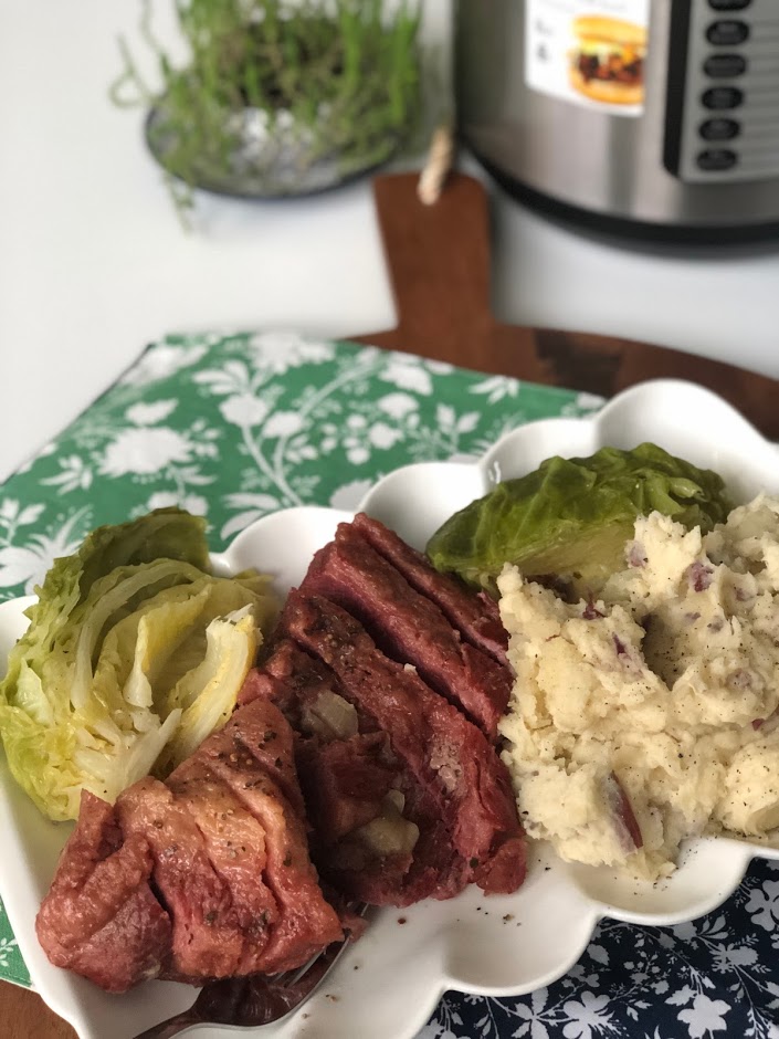 Corned Beef, Cabbage and Mashed Potatoes all in the Instant Pot - SO much faster and even more tender than cooking it in the oven! 