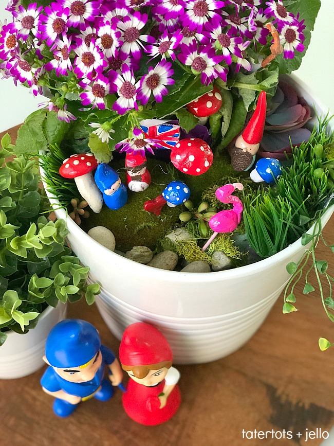 Kids Carft - Make a DIY Fairy Gnome Garden. Kids will love making figures out of clay and creating a whimsical garden!