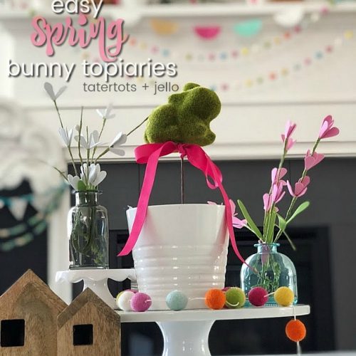 Easy Bunny Spring Topiaries - easy to make and a beautiful way to bring spring into your home!