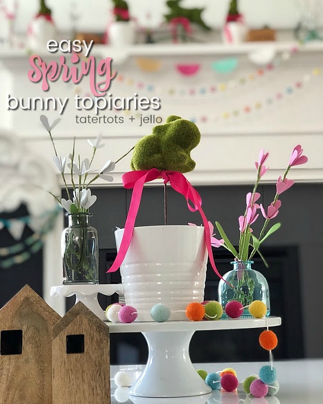 Easy Bunny Spring Topiaries - easy to make and a beautiful way to bring spring into your home! 