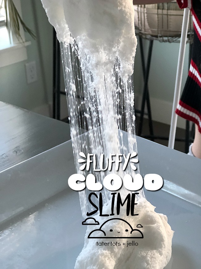 Fluffy Cloud Slime - a softer, fluffier slime that's so fun to make and play with for kids! 