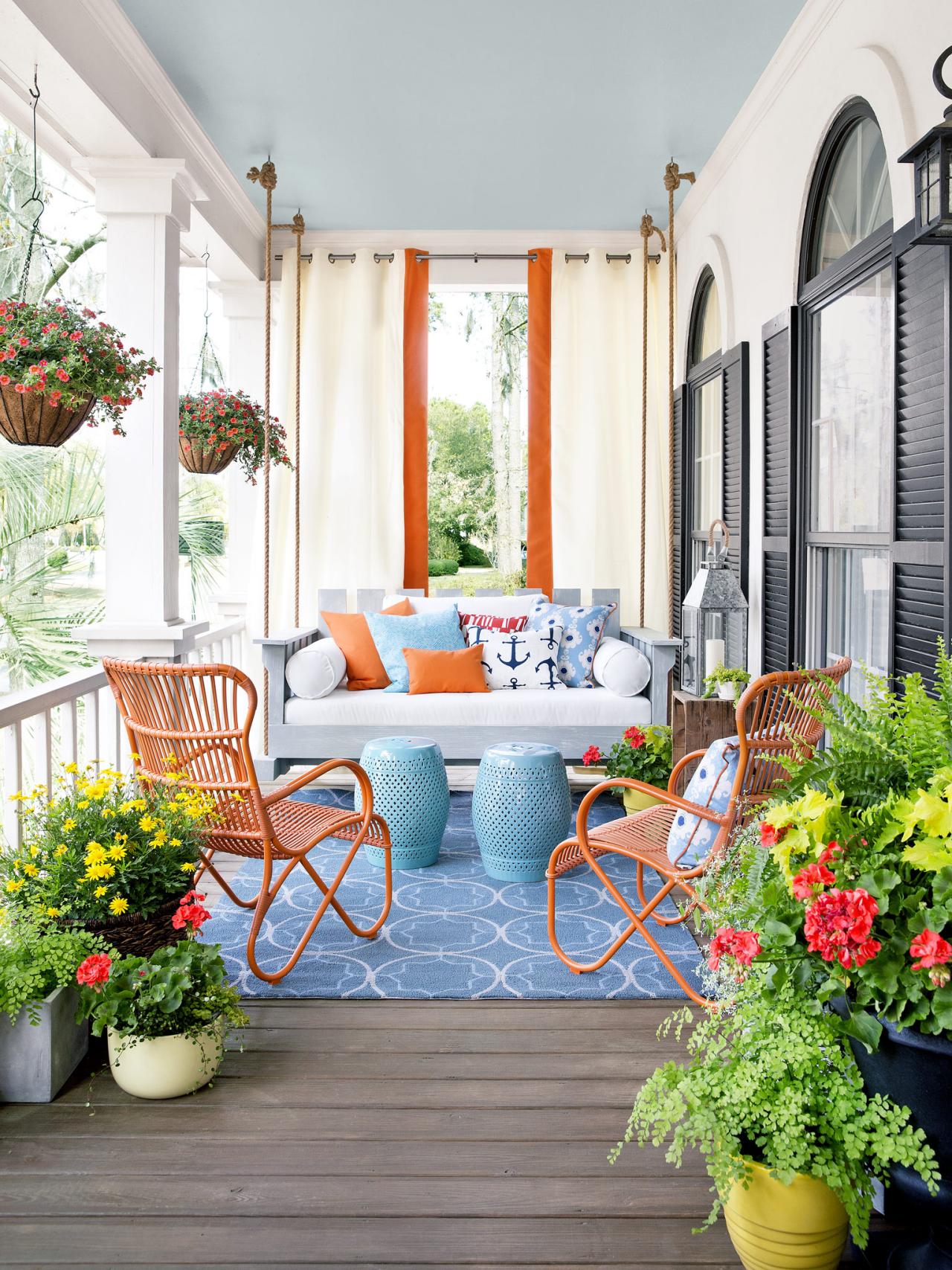 Spring Porch Ideas with a bed porch swing.