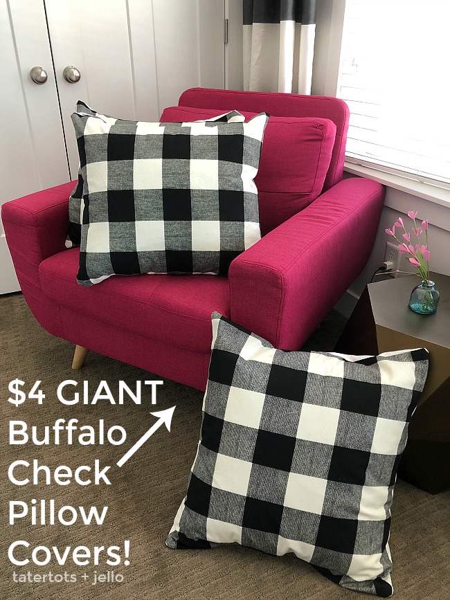 How to make Farmhouse Buffalo Check Pillow Covers for less than $4 each! 