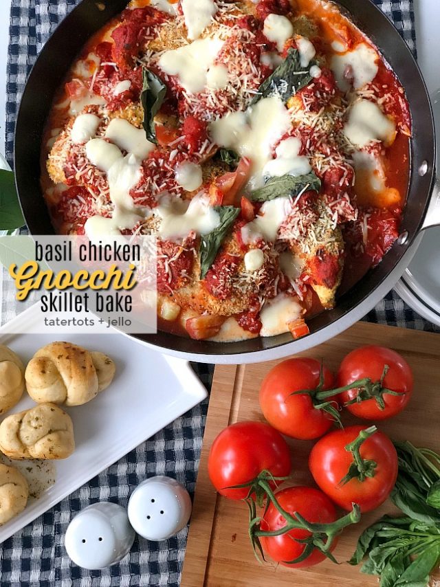Basil Chicken Gnocchi Skillet Bake a meal kids love!