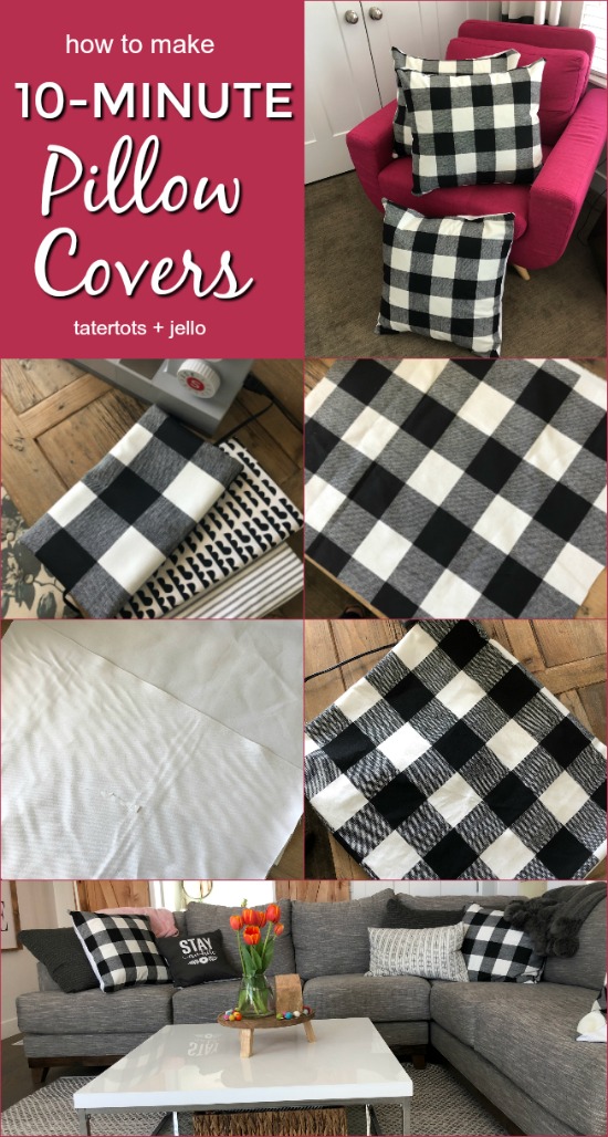 How to make 10 minute pillow covers for spring - so easy to make and changes the whole look of a room!