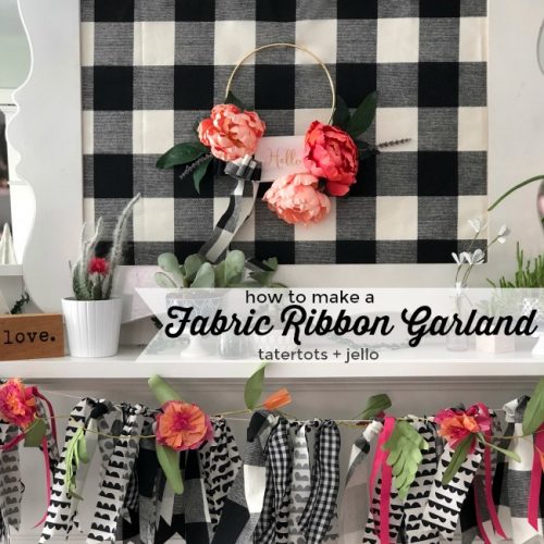 How to make a fabric ribbon garland. Use leftover fabric to create a garland for ANY occasion. No sewing is required and it's a festive way to decorate!