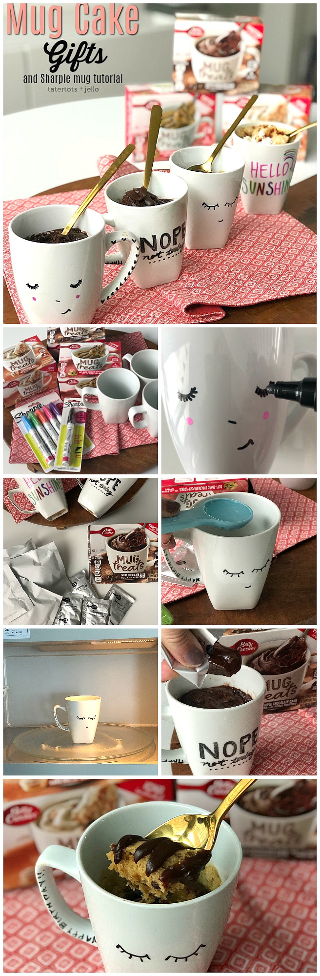 Sharpie mugs are fun to make and a great gift idea! Make a special DIY mug for a friend, neighbor or teacher and fill it with a yummy mug cake mix for a gift ANYONE will love! This tutorial shows you how to make DIY Sharpie Mugs that will last! 