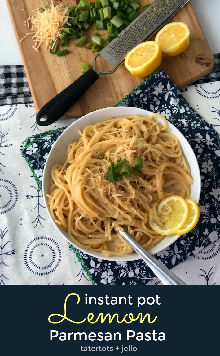 How to make Instant Pot Lemon Parmesan Pasta. It's So easy! In 8 minutes you can have perfect lemon parmesan pasta for your family. Make it in your pressure cooker for a quick dinner idea!