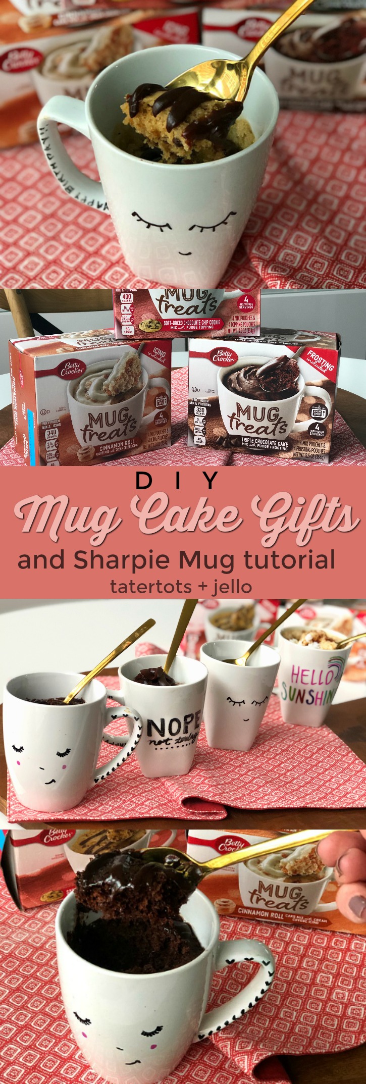 Sharpie mugs are fun to make and a great gift idea! Make a special DIY mug for a friend, neighbor or teacher and fill it with a yummy mug cake mix for a gift ANYONE will love! This tutorial shows you how to make DIY Sharpie Mugs that will last! 