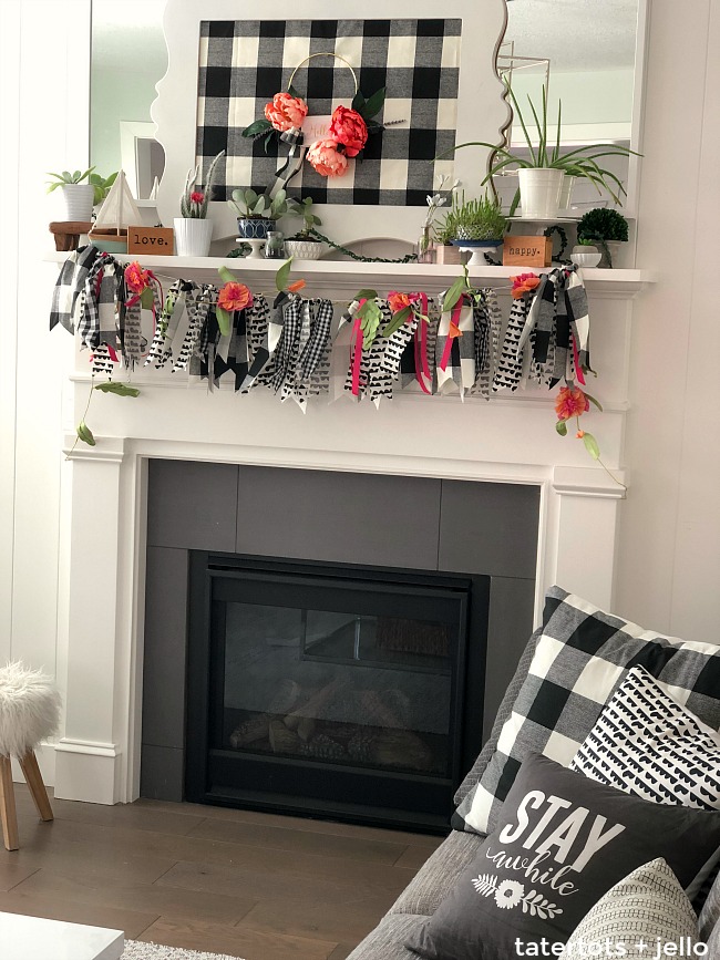 How to make a fabric ribbon garland. Use leftover fabric to create a garland for ANY occasion. No sewing is required and it's a festive way to decorate! 