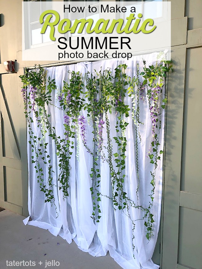 Create a simple Romantic Summer Photo Backdrop for a prom, wedding or party. You can put this photobooth together without nails or hooks. 