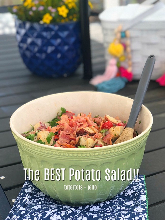 Instant Pot Texas-Style Potato Salad is the perfect dish to take to ANY Summer party or BBQ. Fresh new potatoes in a sweet vinegar dressing are tossed with grilled onions and bacon for a light potato salad everyone will love! Make it in your Instant Pot and you can whip this up in just a few minutes.