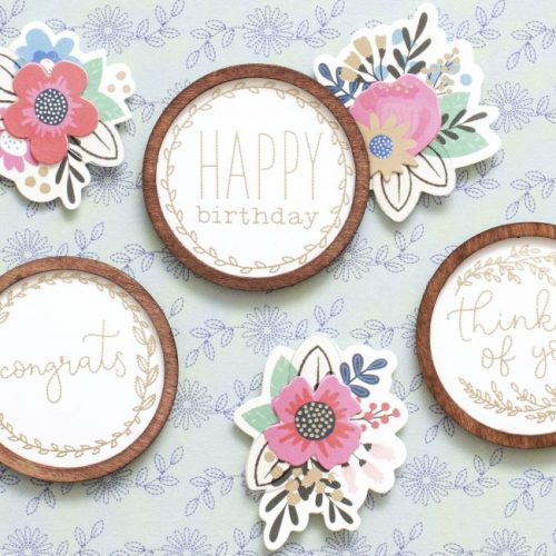 My Bright Life Paper -- bright colors, vintage pyrex, silhouettes, easy tags, LAMAS, beautiful florals AND embroidery hoop sayings. You can make cards, gift ideas, home decor projects and more! 